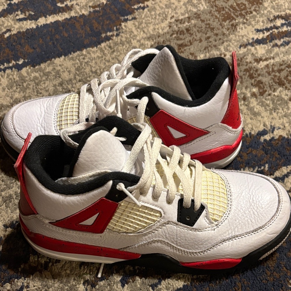 Jordan Kids White and Red Sneakers